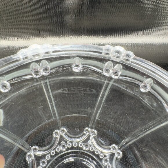 Vintage KIG Indonesia Clear Crystal Glass Candy Dish Container Lid Oyster Pearl - Picture 4 of 11